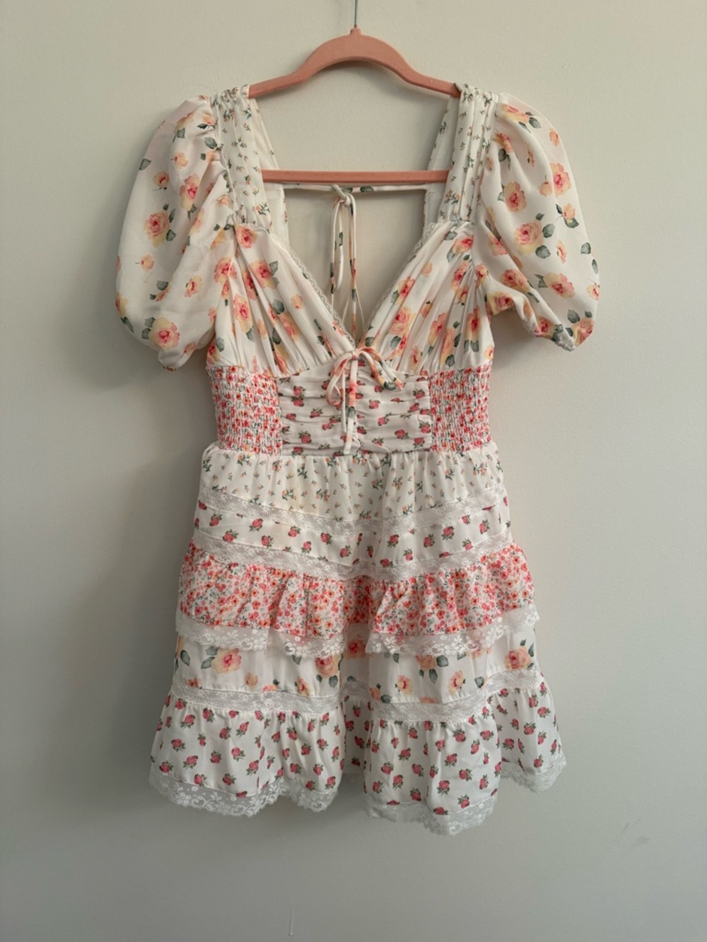 Altar'd State Aderny Patchwork Floral Mini Dress - Kentucky Derby